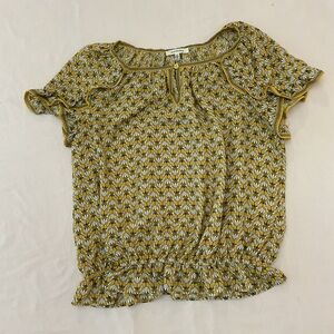 Max Studio Mustard and White Patterned Blouse
